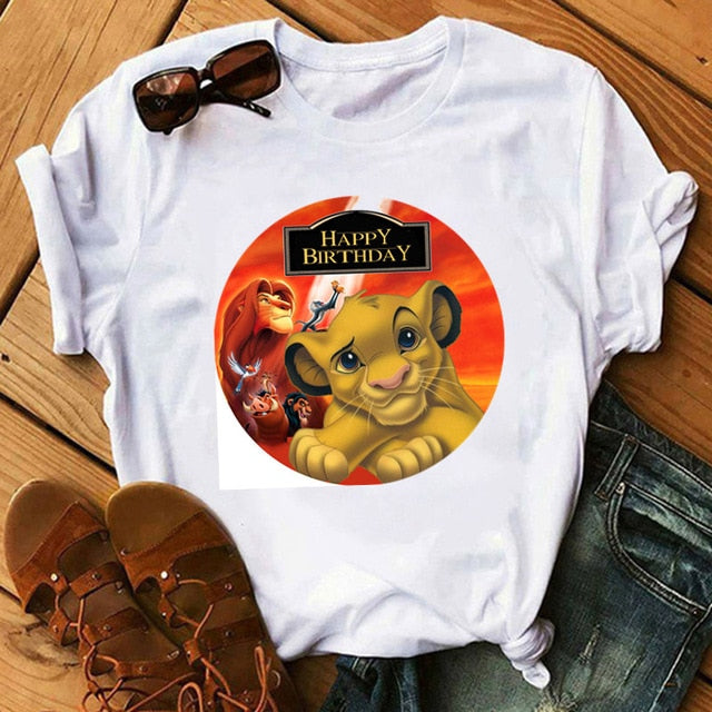 2020 New Summer Women T-shirts Cartoon Lion King Printed Tshirt Fashion Casual Harajuku Shirt Female T-shirt Tops Tee Funny