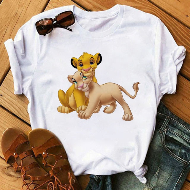 2020 New Summer Women T-shirts Cartoon Lion King Printed Tshirt Fashion Casual Harajuku Shirt Female T-shirt Tops Tee Funny