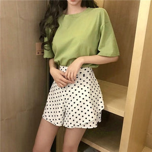 Hirsionsan Basic Cotton T Shirt Women Summer New Oversized Solid Tees 7 Color Casual Loose Tshirt Korean O Neck Female Tops