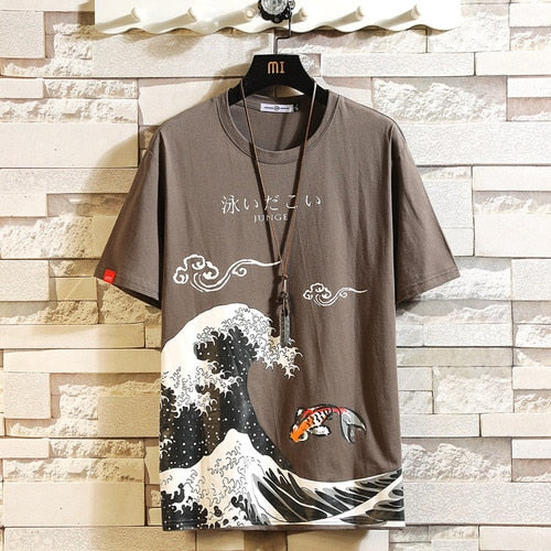 Funny Anime Print Oversized Men T Shirt Hip-Hop Cotton T-shirt O-neck Summer Japanese Male Causal Tshirts 5XL Fashion Loose Tees