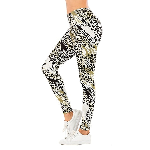 Brand Sexy Women Legging leaf Printing Fitness leggins Fashion Slim legins High Waist Leggings Woman Pants