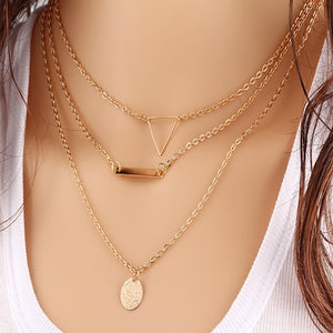 Vintage Multilayer Crystal Pendant Necklace Women Gold Color Beads Moon Star Horn Crescent Choker Necklaces Jewelry New