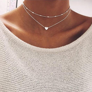 Vintage Multilayer Crystal Pendant Necklace Women Gold Color Beads Moon Star Horn Crescent Choker Necklaces Jewelry New