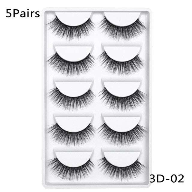 5/10Pairs HandMade Mink Eyelashes Makeup 3D Mink Lashes Natural False Eyelashes Long Eyelashes Extension 5 Pairs Fake Eyelash