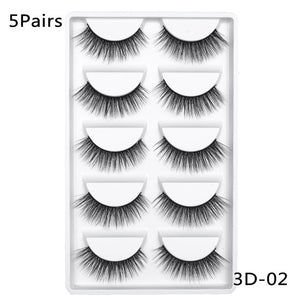 5/10Pairs HandMade Mink Eyelashes Makeup 3D Mink Lashes Natural False Eyelashes Long Eyelashes Extension 5 Pairs Fake Eyelash