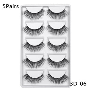 5/10Pairs HandMade Mink Eyelashes Makeup 3D Mink Lashes Natural False Eyelashes Long Eyelashes Extension 5 Pairs Fake Eyelash