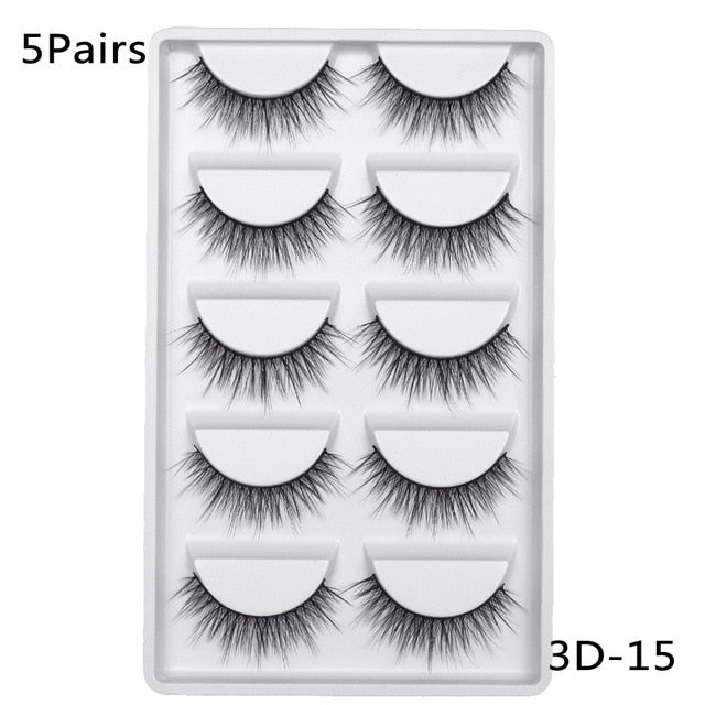 5/10Pairs HandMade Mink Eyelashes Makeup 3D Mink Lashes Natural False Eyelashes Long Eyelashes Extension 5 Pairs Fake Eyelash