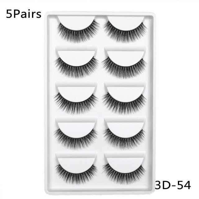 5/10Pairs HandMade Mink Eyelashes Makeup 3D Mink Lashes Natural False Eyelashes Long Eyelashes Extension 5 Pairs Fake Eyelash