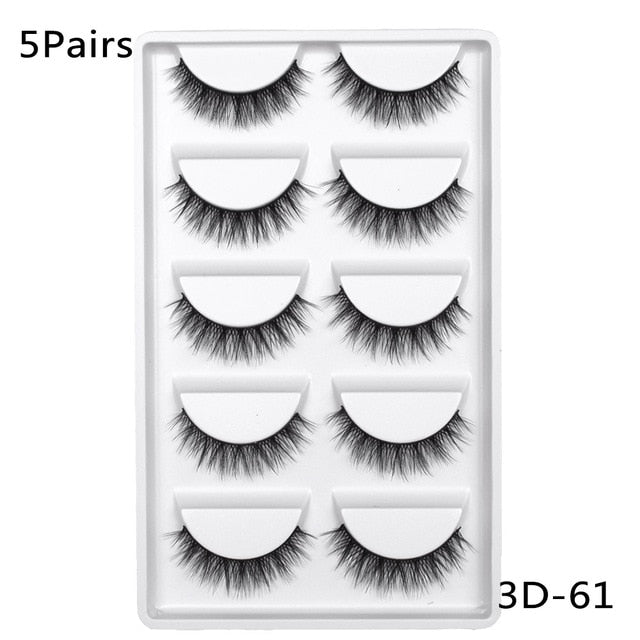 5/10Pairs HandMade Mink Eyelashes Makeup 3D Mink Lashes Natural False Eyelashes Long Eyelashes Extension 5 Pairs Fake Eyelash