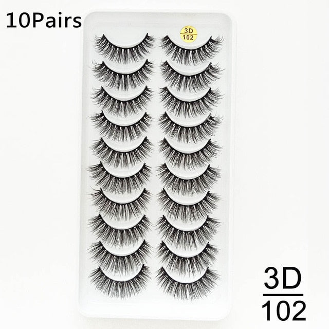 5/10Pairs HandMade Mink Eyelashes Makeup 3D Mink Lashes Natural False Eyelashes Long Eyelashes Extension 5 Pairs Fake Eyelash