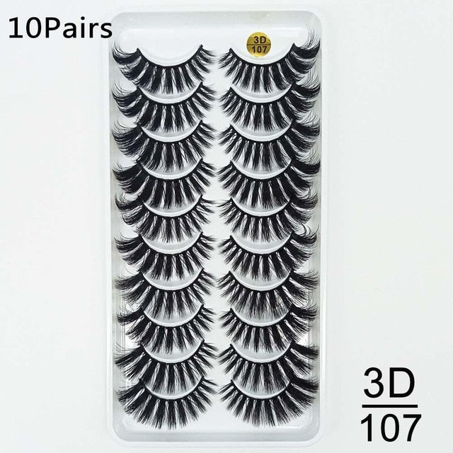 5/10Pairs HandMade Mink Eyelashes Makeup 3D Mink Lashes Natural False Eyelashes Long Eyelashes Extension 5 Pairs Fake Eyelash