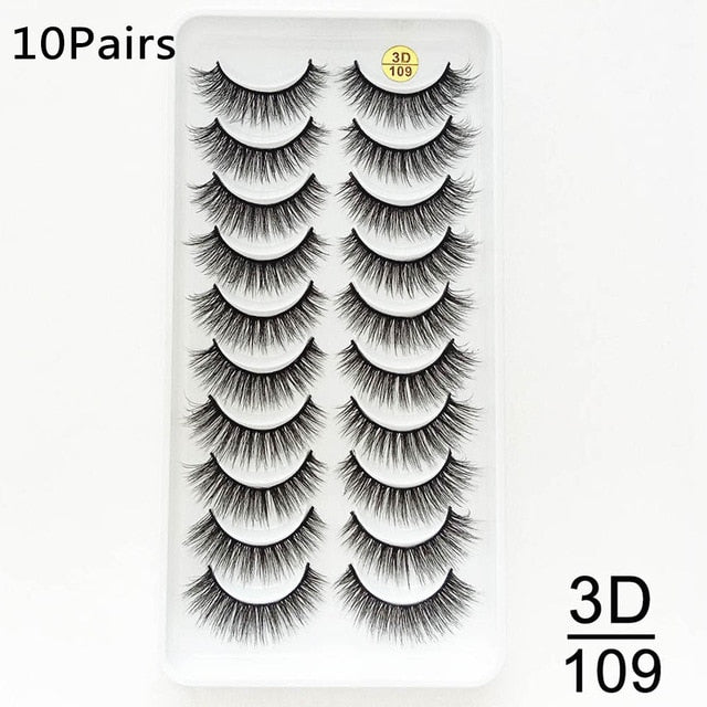 5/10Pairs HandMade Mink Eyelashes Makeup 3D Mink Lashes Natural False Eyelashes Long Eyelashes Extension 5 Pairs Fake Eyelash