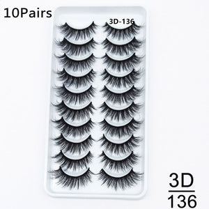 5/10Pairs HandMade Mink Eyelashes Makeup 3D Mink Lashes Natural False Eyelashes Long Eyelashes Extension 5 Pairs Fake Eyelash