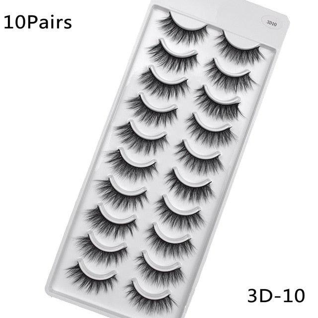 5/10Pairs HandMade Mink Eyelashes Makeup 3D Mink Lashes Natural False Eyelashes Long Eyelashes Extension 5 Pairs Fake Eyelash