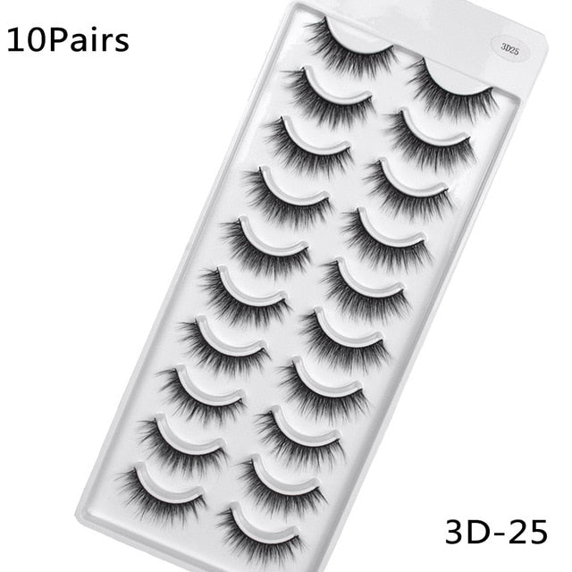 5/10Pairs HandMade Mink Eyelashes Makeup 3D Mink Lashes Natural False Eyelashes Long Eyelashes Extension 5 Pairs Fake Eyelash