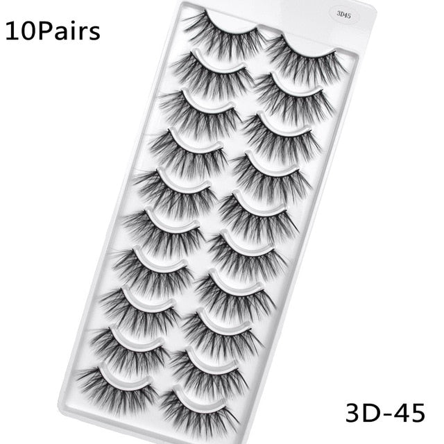 5/10Pairs HandMade Mink Eyelashes Makeup 3D Mink Lashes Natural False Eyelashes Long Eyelashes Extension 5 Pairs Fake Eyelash