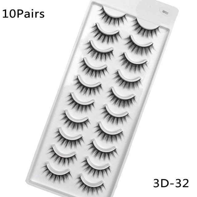 5/10Pairs HandMade Mink Eyelashes Makeup 3D Mink Lashes Natural False Eyelashes Long Eyelashes Extension 5 Pairs Fake Eyelash