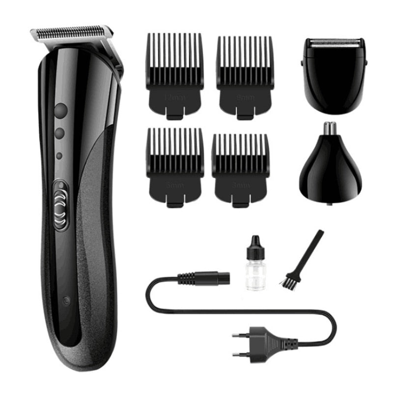 Professional 6 in 1 Multi Functional Hair Clipper Electric Beard Trimmer Brush Rechargeable Hair Trimmer Cutter Kit EU Plug