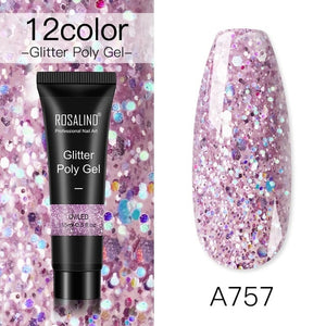 ROSALIND 15ml Polygel Glitter Builder Gel All For Manicure Nails Art Design Luminous Poly Gel Nail Extension Semi Permanent Nail