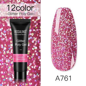 ROSALIND 15ml Polygel Glitter Builder Gel All For Manicure Nails Art Design Luminous Poly Gel Nail Extension Semi Permanent Nail