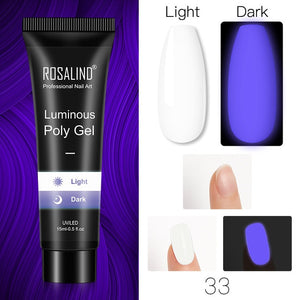 ROSALIND 15ml Polygel Glitter Builder Gel All For Manicure Nails Art Design Luminous Poly Gel Nail Extension Semi Permanent Nail