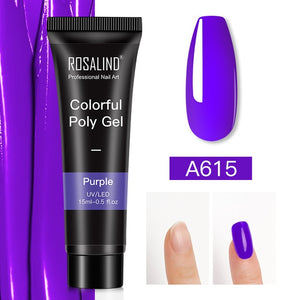 ROSALIND 15ml Polygel Glitter Builder Gel All For Manicure Nails Art Design Luminous Poly Gel Nail Extension Semi Permanent Nail