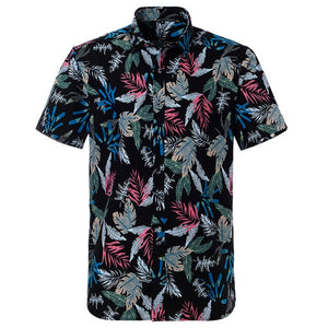 Summer Pure Cotton Mens Hawaiian Shirt Loose Printed Short Sleeve Big Us Size Hawaii Flower Men Beach Floral Shirts