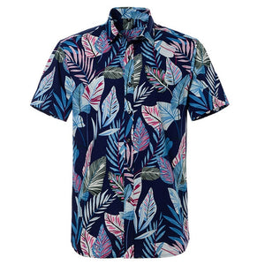 Summer Pure Cotton Mens Hawaiian Shirt Loose Printed Short Sleeve Big Us Size Hawaii Flower Men Beach Floral Shirts