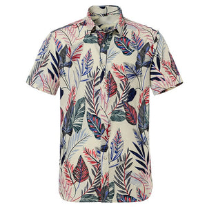 Summer Pure Cotton Mens Hawaiian Shirt Loose Printed Short Sleeve Big Us Size Hawaii Flower Men Beach Floral Shirts