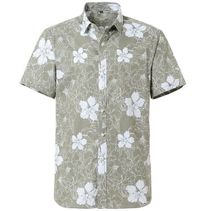 Summer Pure Cotton Mens Hawaiian Shirt Loose Printed Short Sleeve Big Us Size Hawaii Flower Men Beach Floral Shirts