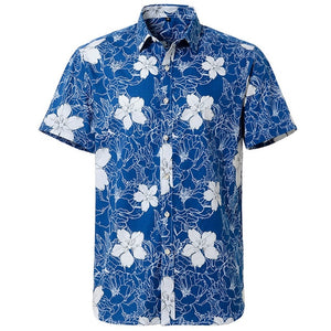 Summer Pure Cotton Mens Hawaiian Shirt Loose Printed Short Sleeve Big Us Size Hawaii Flower Men Beach Floral Shirts