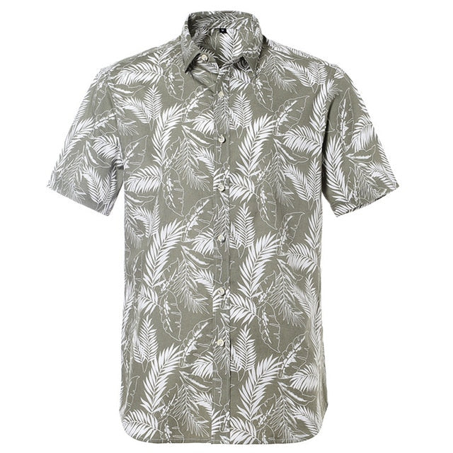 Summer Pure Cotton Mens Hawaiian Shirt Loose Printed Short Sleeve Big Us Size Hawaii Flower Men Beach Floral Shirts