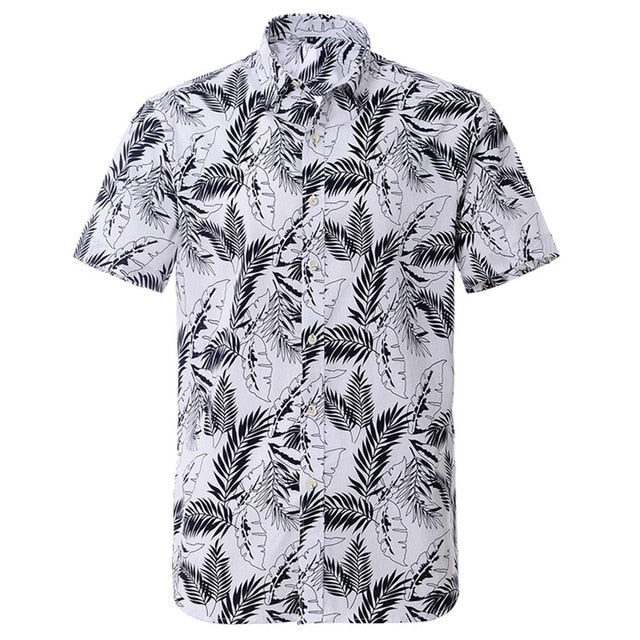 Summer Pure Cotton Mens Hawaiian Shirt Loose Printed Short Sleeve Big Us Size Hawaii Flower Men Beach Floral Shirts