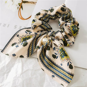 2020 New Chiffon Bowknot Silk Hair Scrunchies Women Pearl Ponytail Holder Hair Tie Hair Rope Rubber Bands Hair Accessories