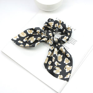 2020 New Chiffon Bowknot Silk Hair Scrunchies Women Pearl Ponytail Holder Hair Tie Hair Rope Rubber Bands Hair Accessories