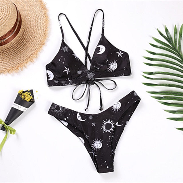 Sunflower Printed Bikini Set Sexy  Swimwear Women 2020 Mujer Push Up Padded Biquini Bathers Bandage Bathing Suit Swimsuit Bikini