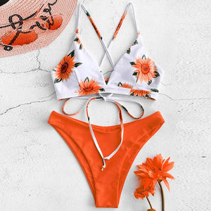 Sunflower Printed Bikini Set Sexy  Swimwear Women 2020 Mujer Push Up Padded Biquini Bathers Bandage Bathing Suit Swimsuit Bikini