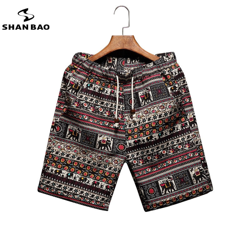 SHAN BAO Men's Fashion Loose Beach Shorts 2020 Summer Brand Clothing Personality Printing Comfortable Cotton Youth Casual Shorts