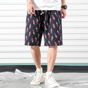 SHAN BAO Men's Fashion Loose Beach Shorts 2020 Summer Brand Clothing Personality Printing Comfortable Cotton Youth Casual Shorts