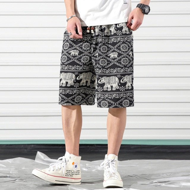 SHAN BAO Men's Fashion Loose Beach Shorts 2020 Summer Brand Clothing Personality Printing Comfortable Cotton Youth Casual Shorts