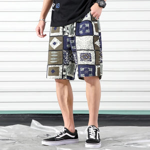 SHAN BAO Men's Fashion Loose Beach Shorts 2020 Summer Brand Clothing Personality Printing Comfortable Cotton Youth Casual Shorts