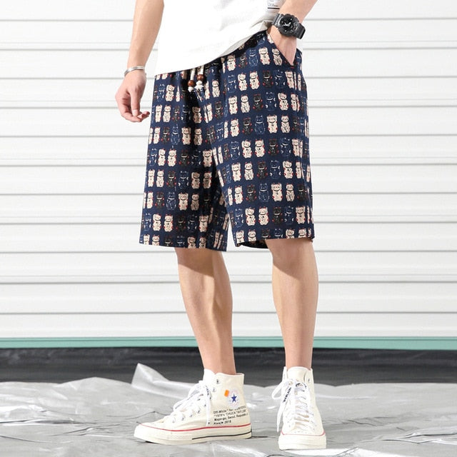 SHAN BAO Men's Fashion Loose Beach Shorts 2020 Summer Brand Clothing Personality Printing Comfortable Cotton Youth Casual Shorts