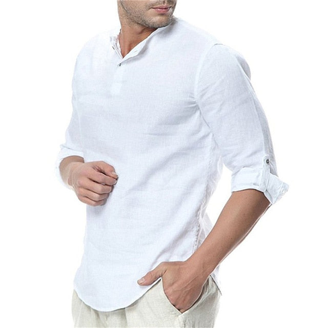 JDDTON New Men's Long Sleeve Shirts Cotton Linen Casual Breathable Comfortable Shirt Fashion Style Solid Male Loose Shirts JE065