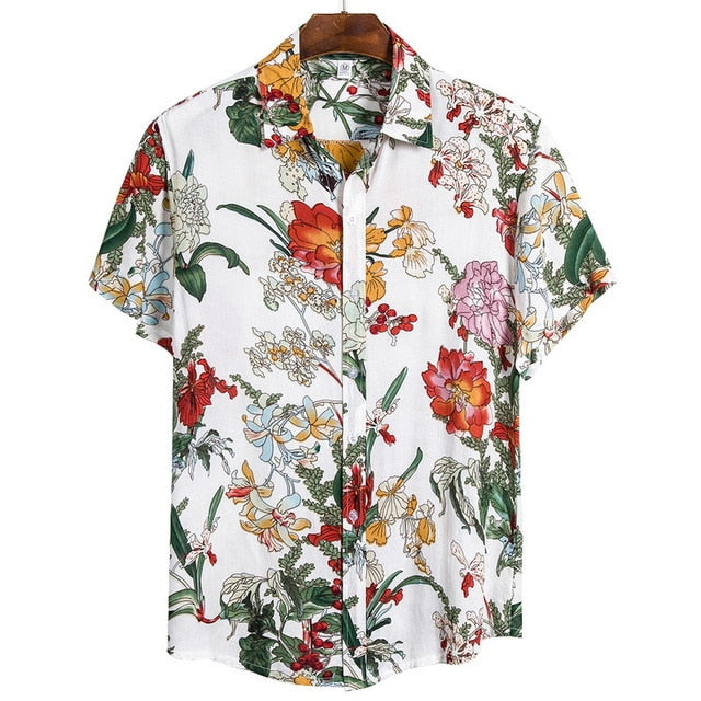 2020 New Arrival Men's Shirts Men Hawaiian Camicias Casual One Button Wild Shirts Printed Short-sleeve Blouses Tops