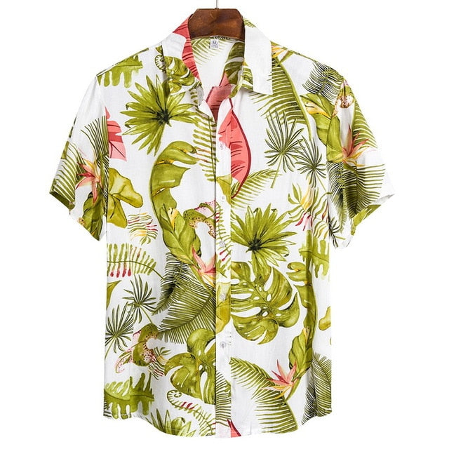 2020 New Arrival Men's Shirts Men Hawaiian Camicias Casual One Button Wild Shirts Printed Short-sleeve Blouses Tops