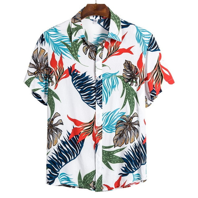 2020 New Arrival Men's Shirts Men Hawaiian Camicias Casual One Button Wild Shirts Printed Short-sleeve Blouses Tops