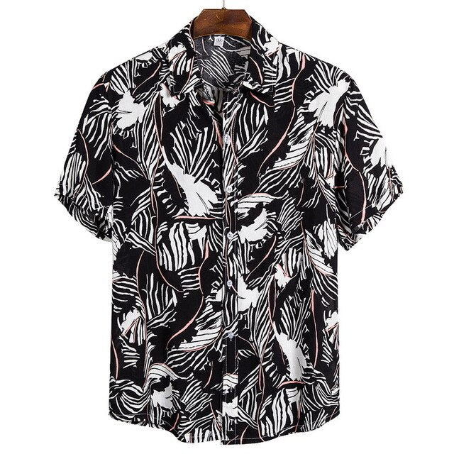 2020 New Arrival Men's Shirts Men Hawaiian Camicias Casual One Button Wild Shirts Printed Short-sleeve Blouses Tops